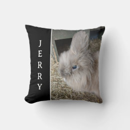 House Bunny Black Custom Photo and Name Throw Pill Throw Pillow
