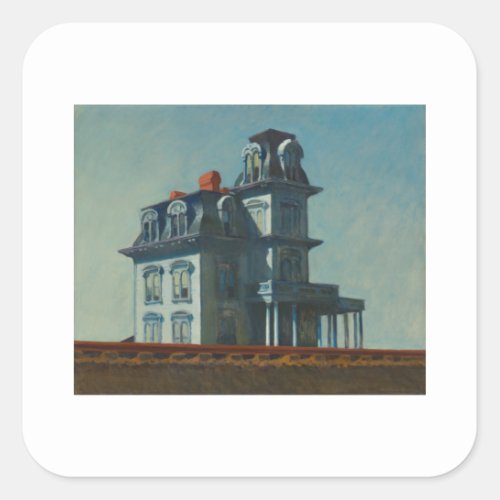 House by the Railroad _ Edward Hopper Square Sticker