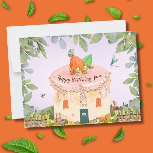 House Cake in Countryside Birthday Card