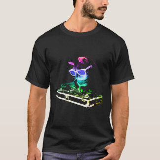 House Cat Rainbow Dj Cat Kitty T-Shirt