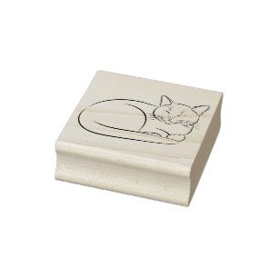 House Cat Resting Rubber Stamp