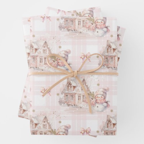 House Christmas Snowgirl Wrapping Paper Sheets