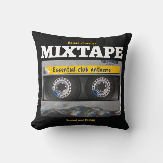 House Classics Mixtape Club Anthems Throw Pillow (Front)