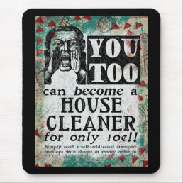 House Cleaner - Funny Vintage Retro Mouse Pad