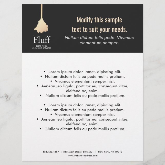 House Cleaner Gold Feather Duster Cleaning Service Flyer (Front)