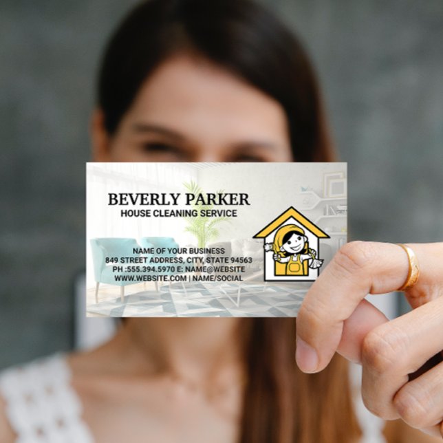 House Cleaner Logo | Organized Living Room Business Card (Creator Uploaded)