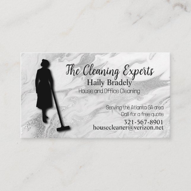 House Cleaner Marble Business Card (Front)