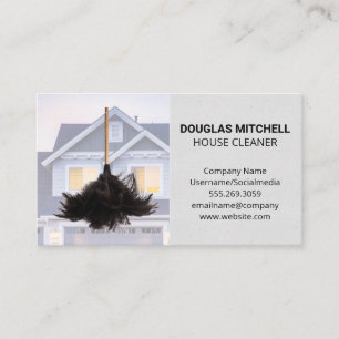 House Cleaner Residential Home Feather Duster Business Card