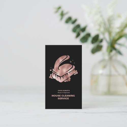 House Cleaner Rose Gold Cleaning Service    Business Card