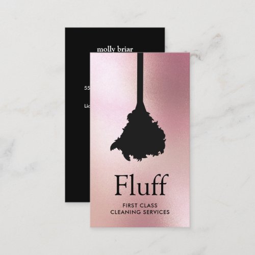 House Cleaner Rose Gold Feather Duster Cleaning Business Card