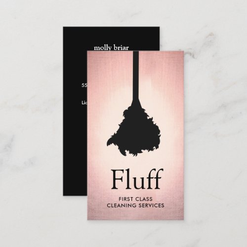 House Cleaner Rose Gold Feather Duster Cleaning Business Card