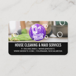 House Cleaner Soap Bubbles Maid Services Business Card