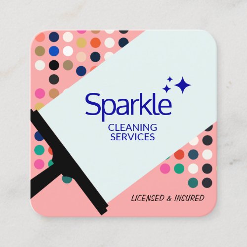 House Cleaner Squeegee  Cleaning Service Square Business Card