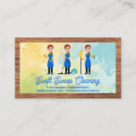 House Cleaner | Wood Frame | Watercolor Background Business Card