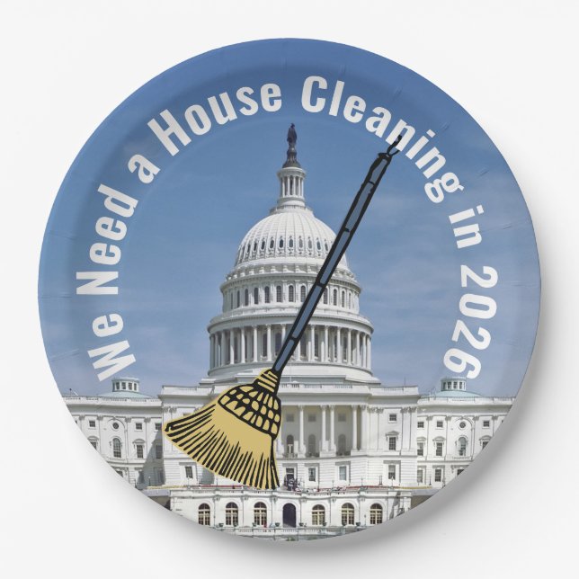 House Cleaning 2026 Election Paper Plates (Front)