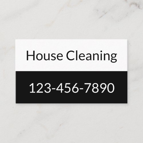 House Cleaning Black and White Promotional Business Card