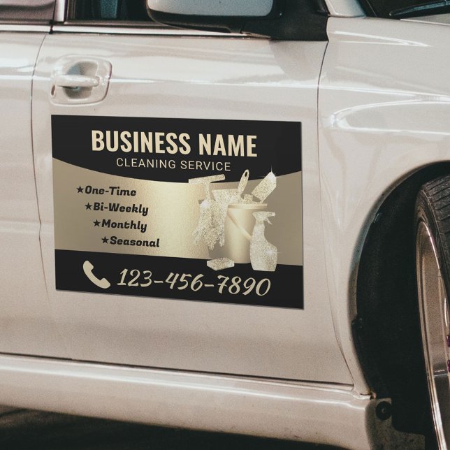 House Cleaning Black & Gold Housekeeping Car Magnet (Creator Uploaded)