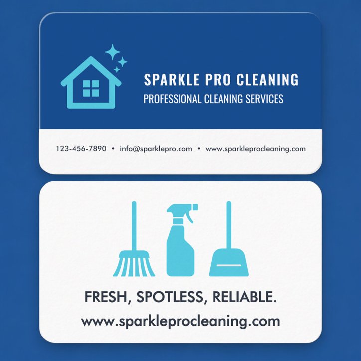 House Cleaning Blue Professional Business Card