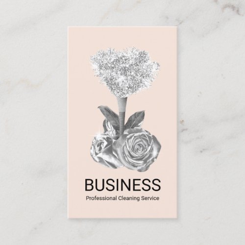 House Cleaning Blush Pink Silver House Keeping Business Card