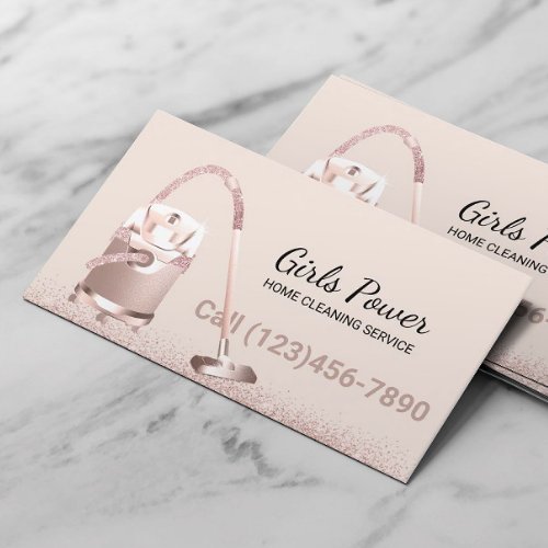 House Cleaning Blush Rose Gold Carpet Cleaning Business Card