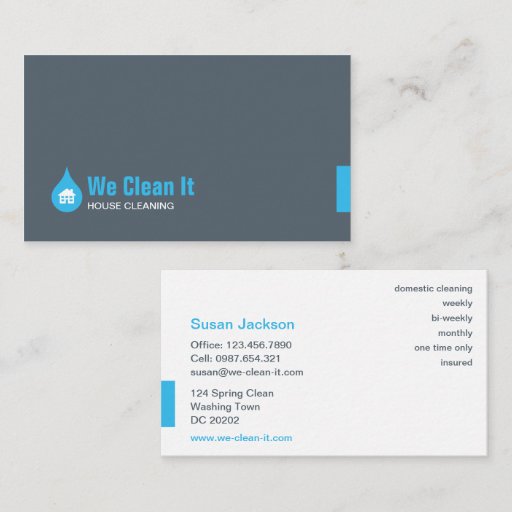 Customizable House Cleaning Business Card