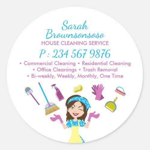House Cleaning Business Services Janitorial Maid Classic Round Sticker