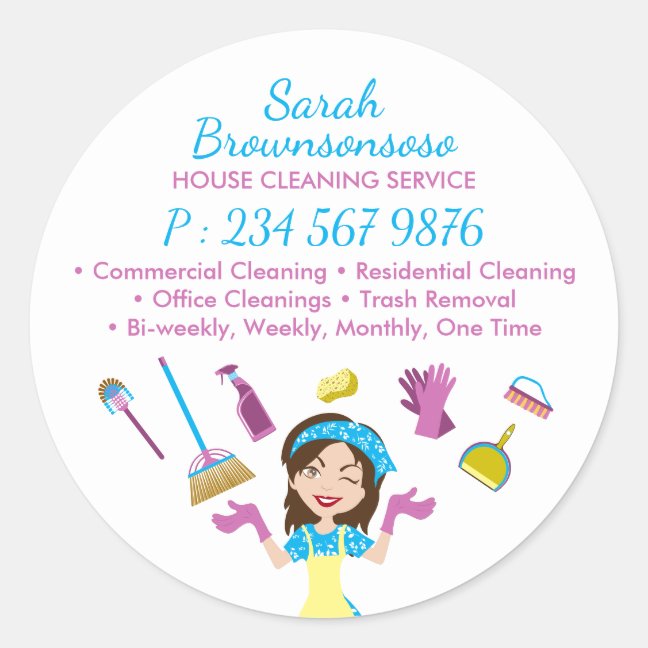 House Cleaning Business Services Janitorial Maid Classic Round Sticker
