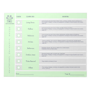 House Cleaning Checklist and Budget Notepad