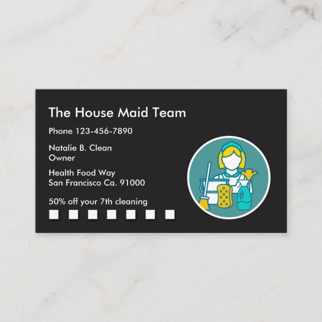 House Cleaning Customer Loyalty Business Cards (Front)