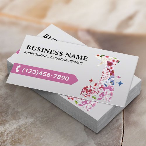 House Cleaning Cute Flower Spray Cleaner Maid Business Card