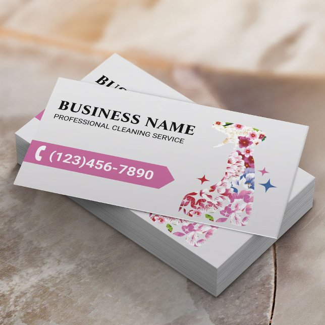 House Cleaning Cute Flower Spray Cleaner Maid Business Card (Creator Uploaded)
