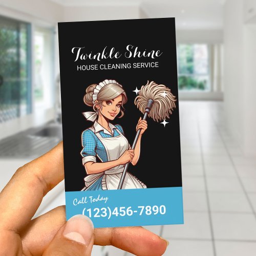House Cleaning Cute Maid Service Housekeeping Business Card