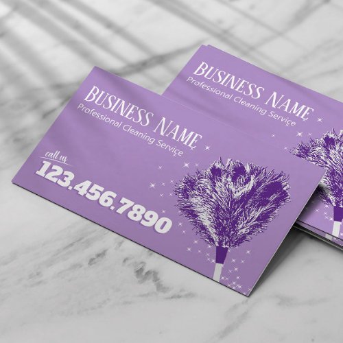 House Cleaning Feather Duster Housekeeping Purple Business Card