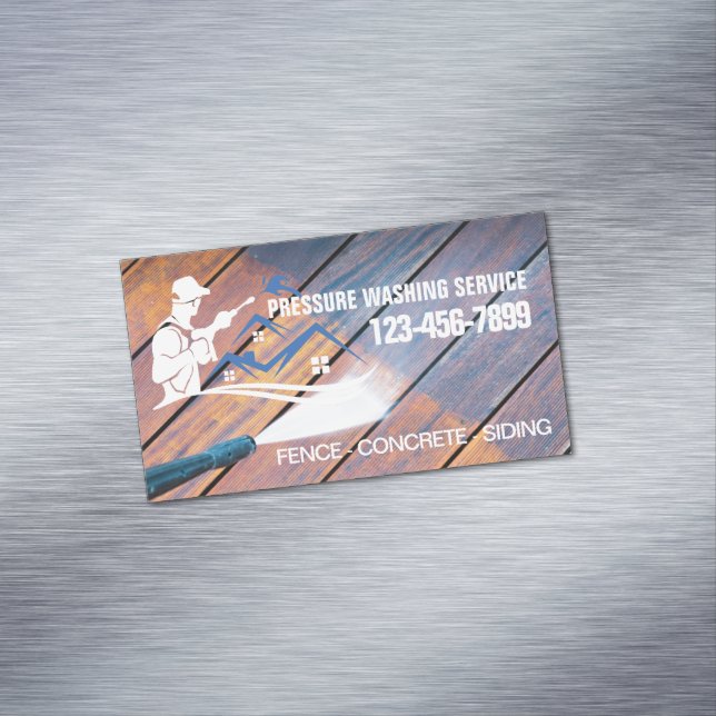 House Cleaning Fence Power Washer Pressure Washing Business Card Magnet (In Situ)
