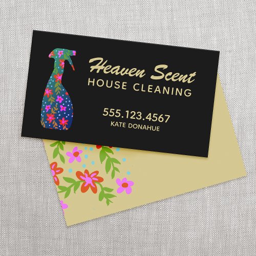  House Cleaning  Floral Spray Bottle  Business Card