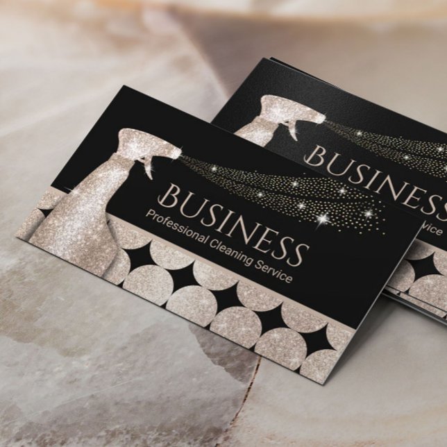  House Cleaning Geometric Gold Circles Maid Business Card (Creator Uploaded)