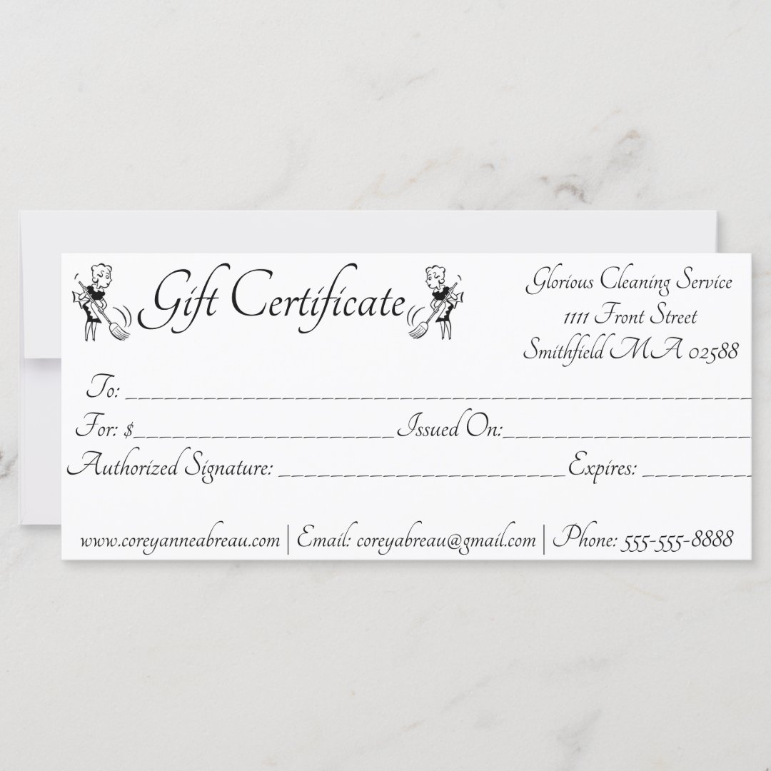 House Cleaning Gift Certificate Zazzle