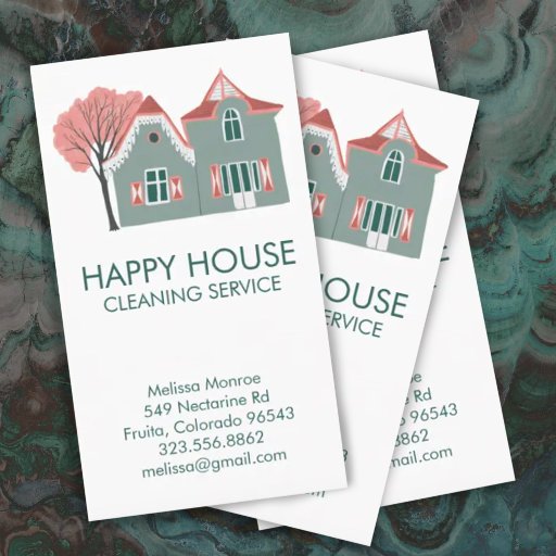 Customizable House Cleaning Home Services Charming Business Card