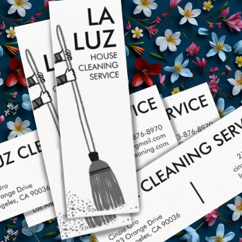 House Cleaning Home Services Charming Cute B&w  Mini Business Card by ShoshannahScribbles at Zazzle