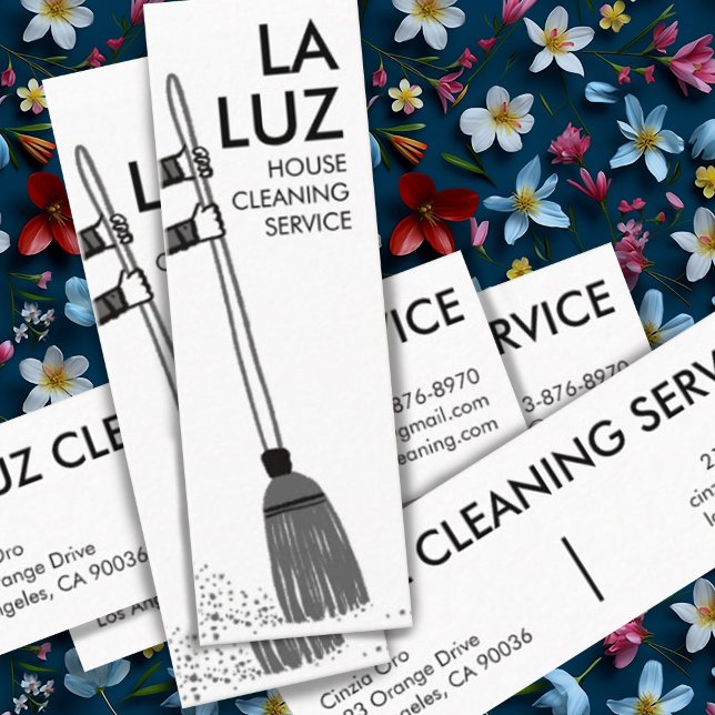 House Cleaning Home Services Charming Cute B&W  Mini Business Card (Creator Uploaded)