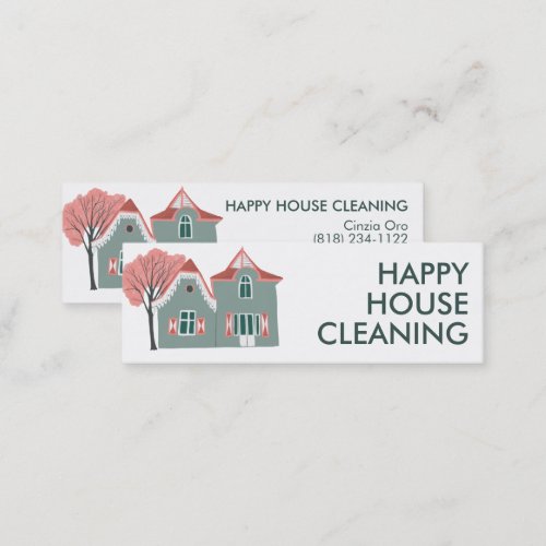 House Cleaning Home Services Charming Cute  Mini Business Card