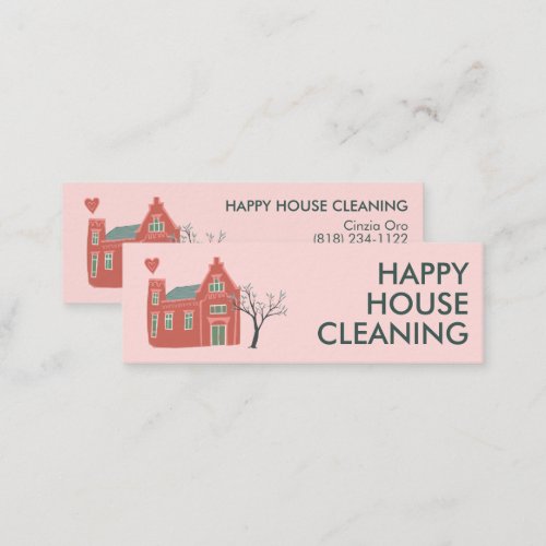 House Cleaning Home Services Charming Cute  Mini Business Card