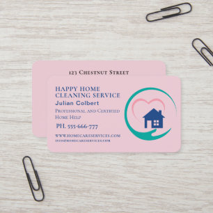 House Cleaning Home Services Charming Pink  Business Card