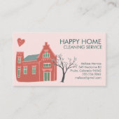 House Cleaning Home Services Charming Pink Green Business Card (Front)