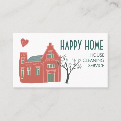House Cleaning Home Services Charming Pink Green Business Card