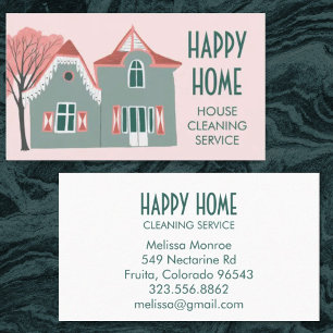 House Cleaning Home Services Charming Pink Green Business Card