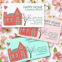 House Cleaning Home Services Charming Pink Green Business Card