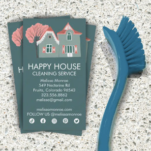 House Cleaning Home Services Charming Social Icons Business Card