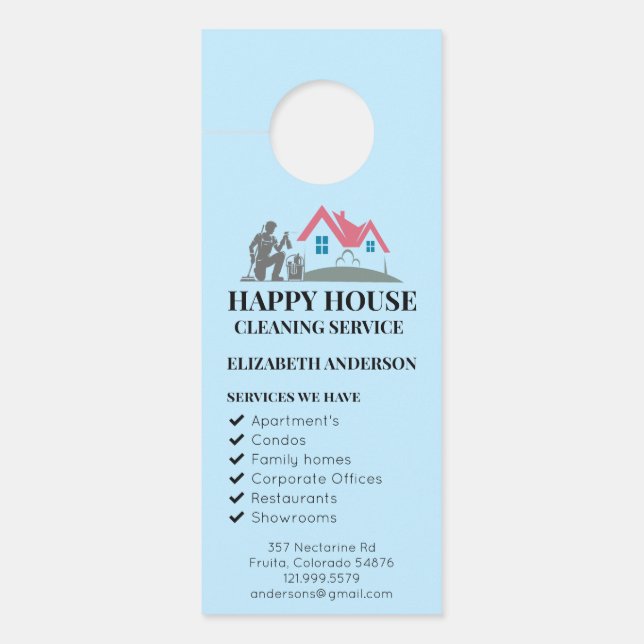 House Cleaning Home Services Custom Charming  Door Hanger (Front)
