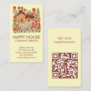 House Cleaning Home Services Floral Farmhouse  Business Card